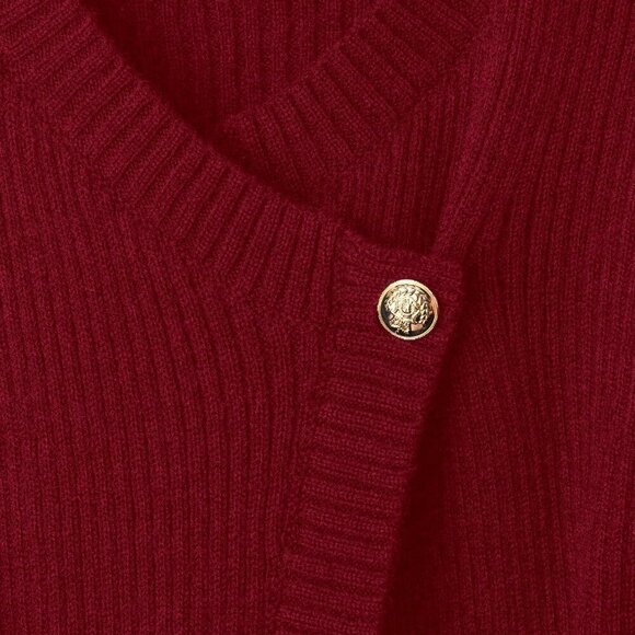 burgunday belted knit sweater top - Picture 3 of 5